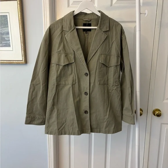 Dynamite Green Utility Jacket with Front Flap Pockets Size Large Cotton - Picture 8 of 9